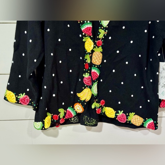 NEW Design Options by Philip and Jane Gordon Fruit Salad Cardigan Size M - Picture 5 of 10